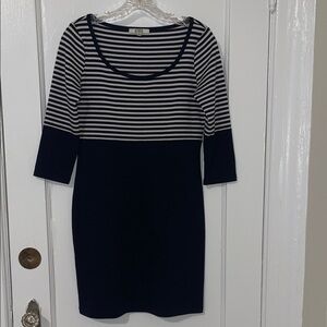 BB Dakota Navy and White Long Sleeve Dress